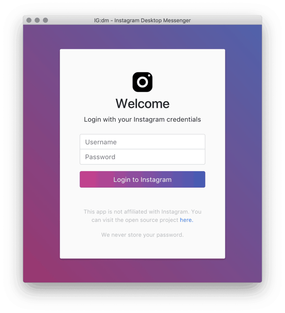 messenger for instagram mac app