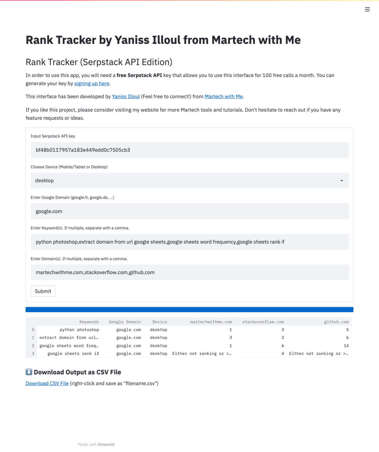 How to Create a Free Keyword Rank Tracker App with Python